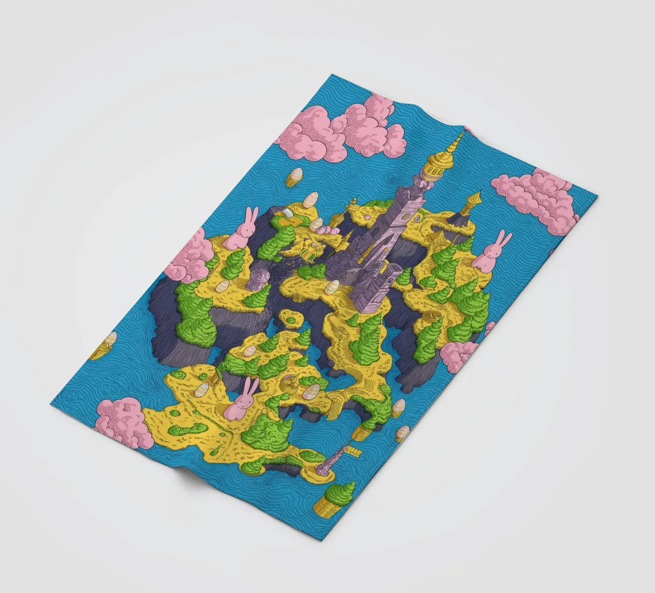 Mappa del Tesoro con Conigli Rosa | Compleanno Bambini coperta in pile da Kaji