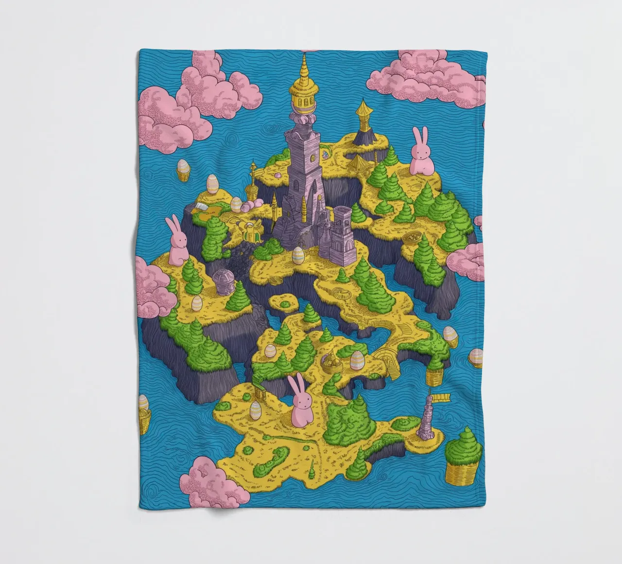 Mappa del Tesoro con Conigli Rosa | Compleanno Bambini coperta in pile da Kaji