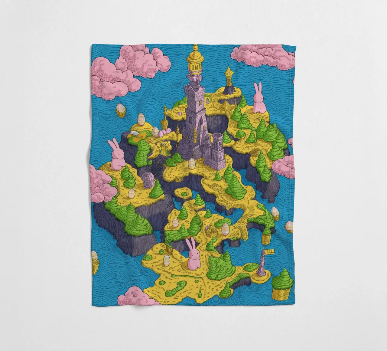 Mappa del Tesoro con Conigli Rosa | Compleanno Bambini coperta in pile da Kaji