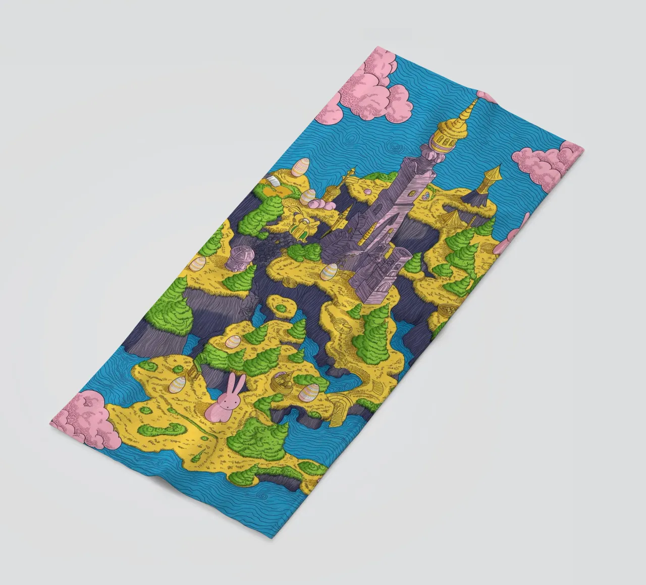 Mappa del Tesoro con Conigli Rosa | Compleanno Bambini telo mare da Kaji