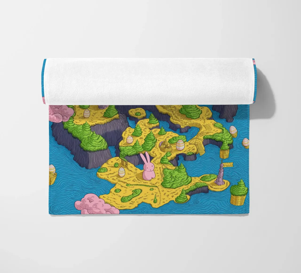 Mappa del Tesoro con Conigli Rosa | Compleanno Bambini telo mare da Kaji