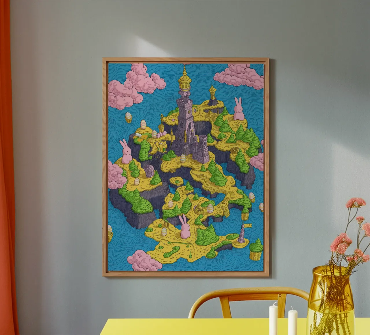 Mappa del Tesoro con Conigli Rosa | Compleanno Bambini alluminio dibond da Kaji