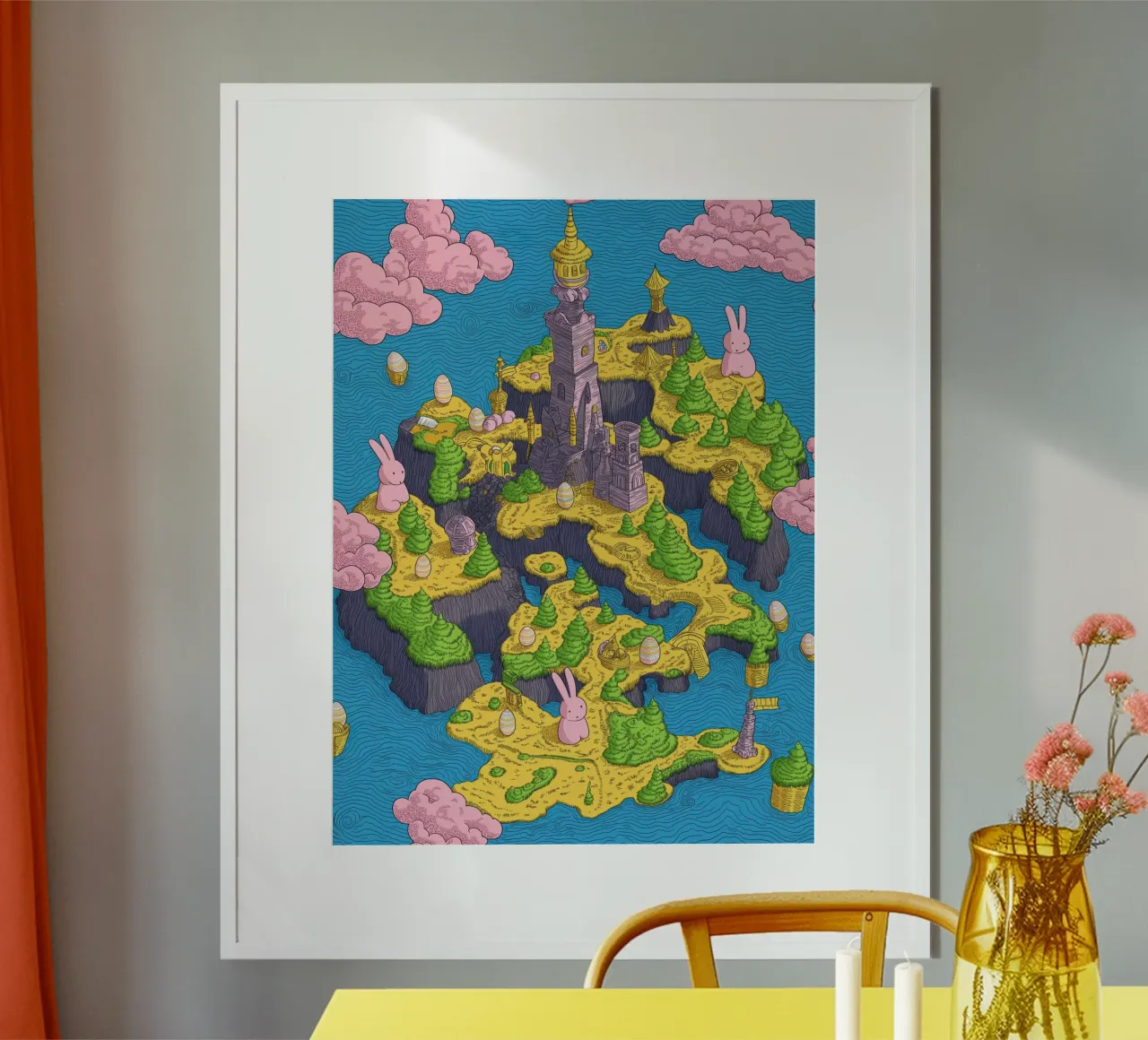 Mappa del Tesoro con Conigli Rosa | Compleanno Bambini carta hahnemühle da Kaji