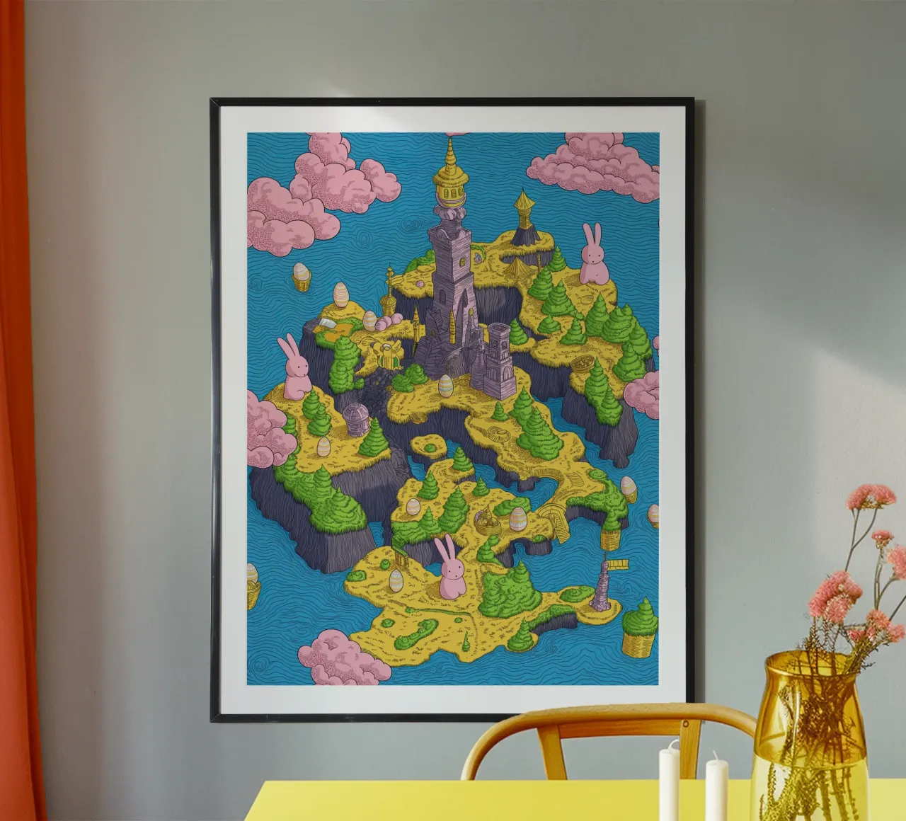 Mappa del Tesoro con Conigli Rosa | Compleanno Bambini carta hahnemühle da Kaji