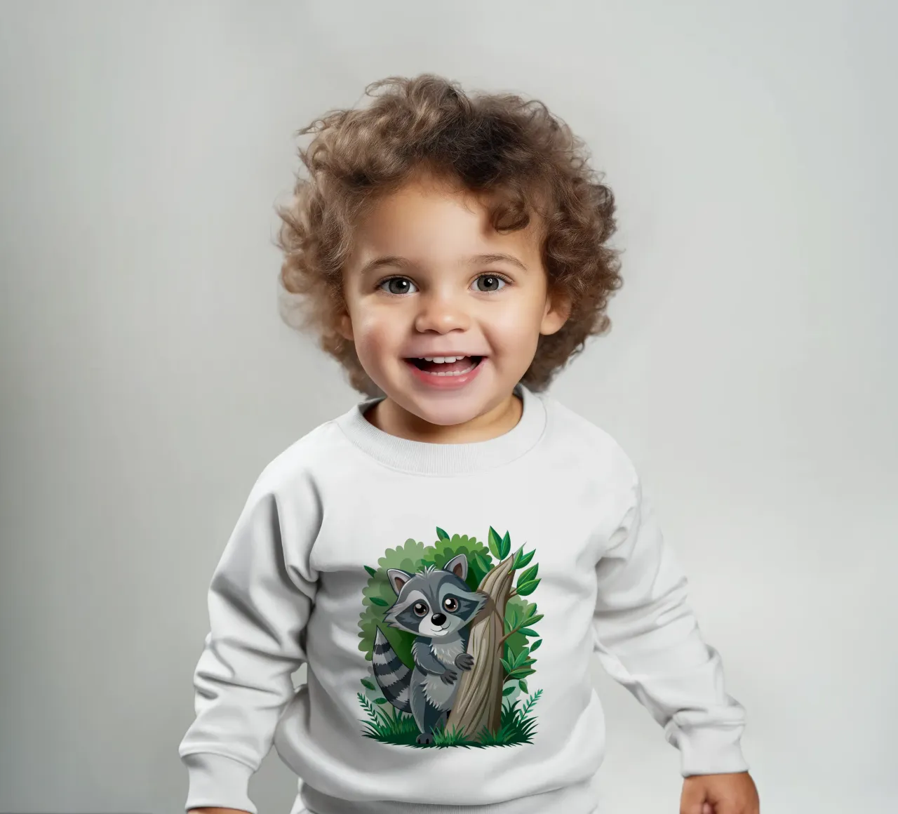 Cartone animato di procione carino nella foresta felpa neonato da flufftee