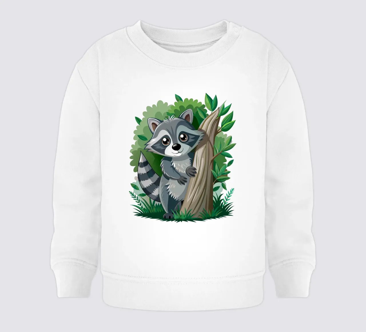 Cartone animato di procione carino nella foresta felpa neonato da flufftee