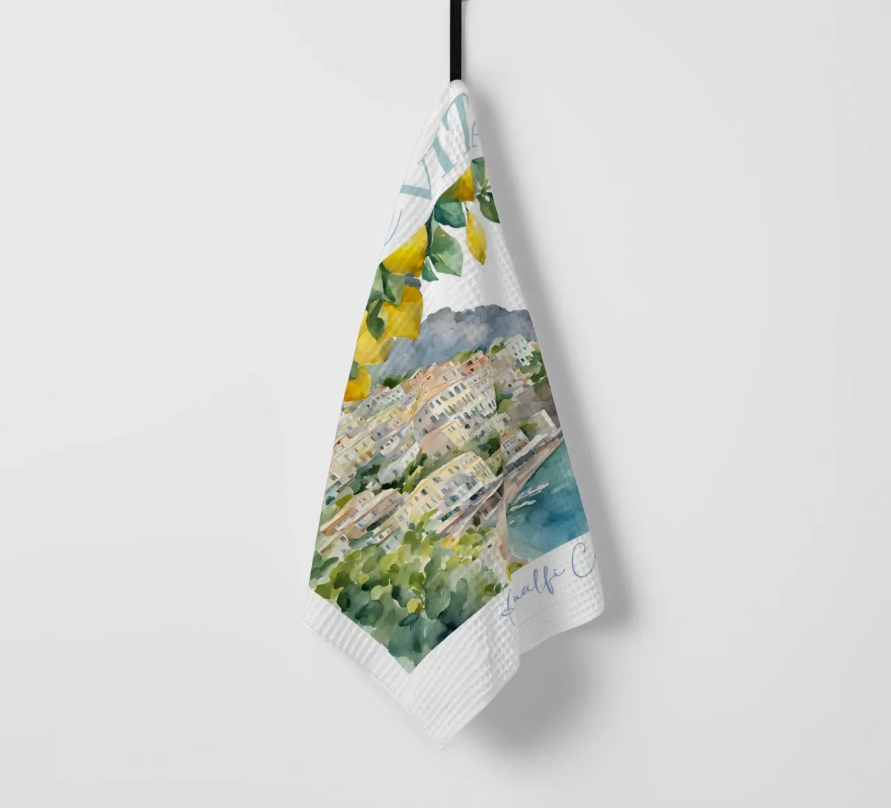 Amalfiküste Poster, Italienische Wandkunst, La Dolce Vita Reisen Geschirrtuch von Bella Studio