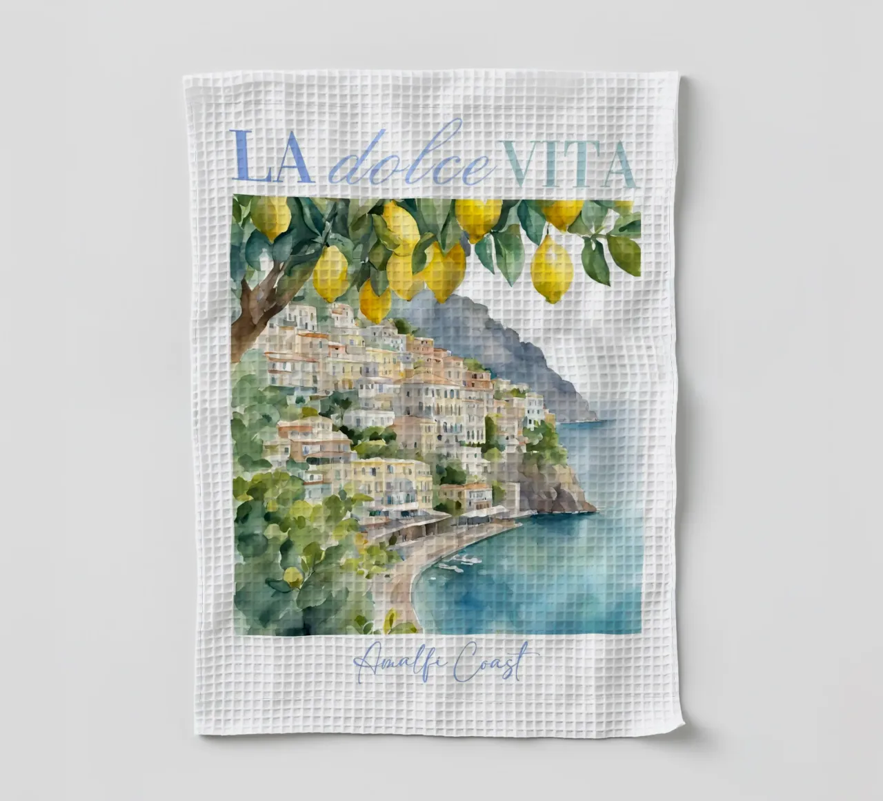 Amalfiküste Poster, Italienische Wandkunst, La Dolce Vita Reisen Geschirrtuch von Bella Studio