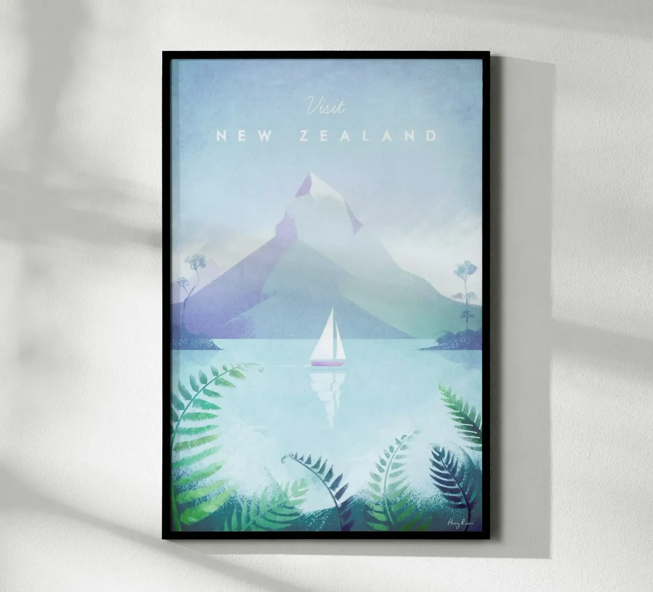 New Zealand poster con telaio in alluminio da Henry Rivers