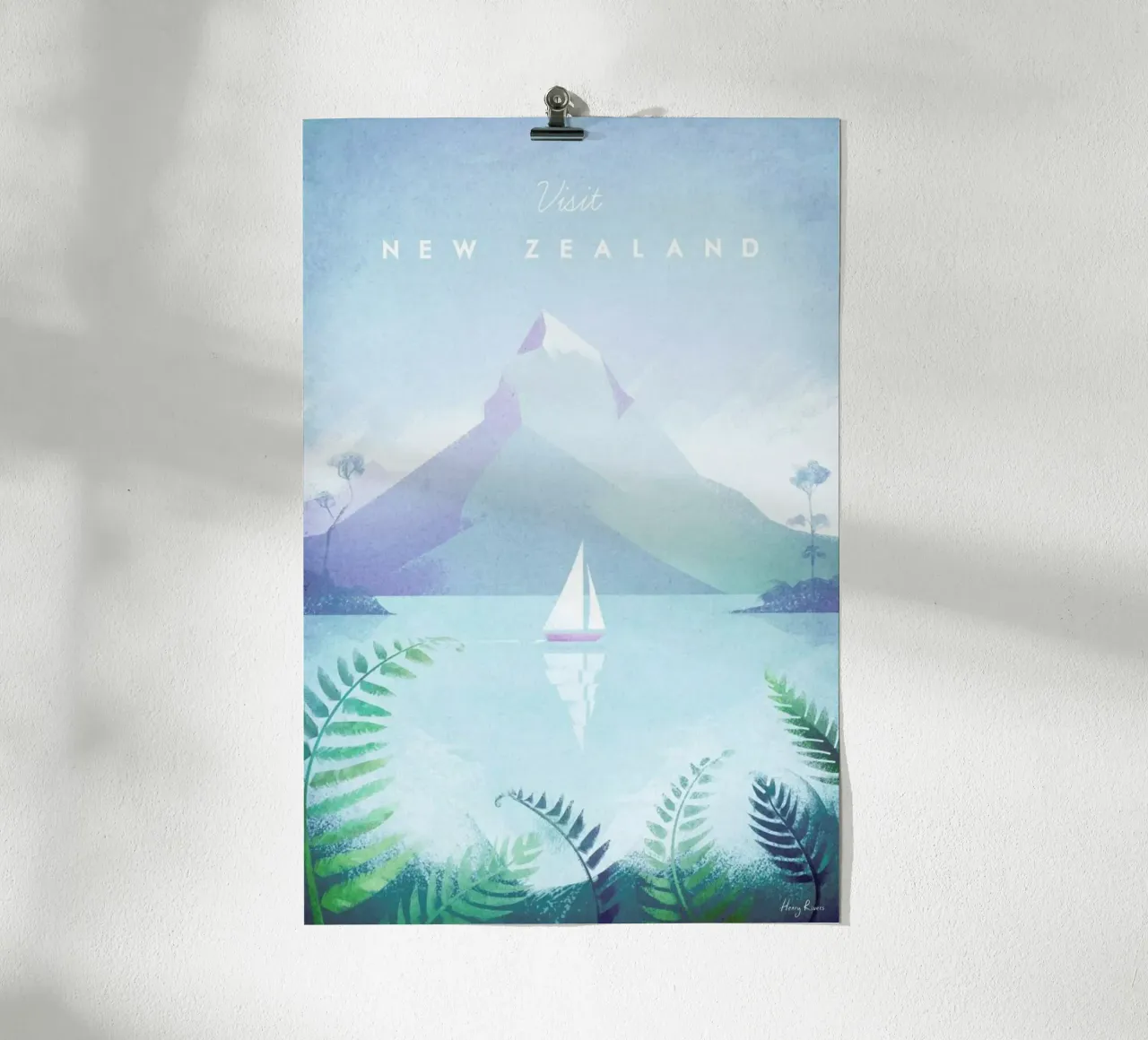 New Zealand poster con telaio in alluminio da Henry Rivers