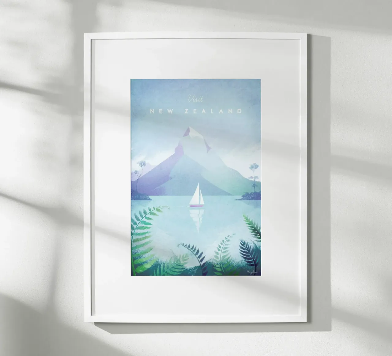 New Zealand poster con telaio in alluminio da Henry Rivers