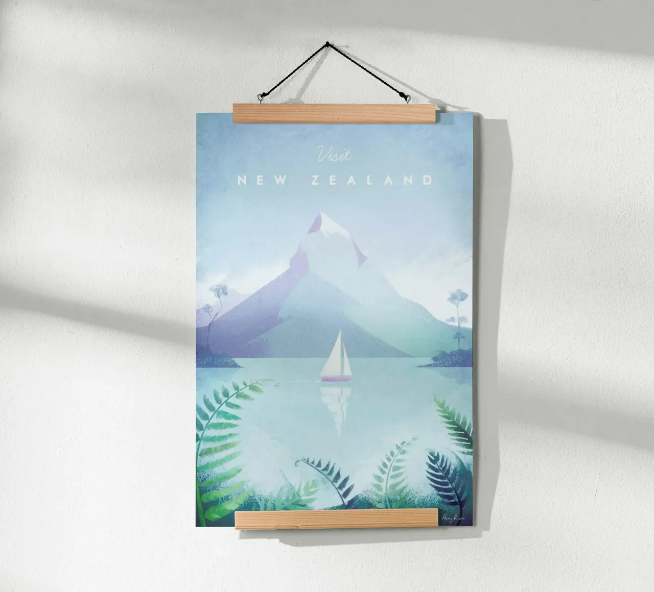 New Zealand poster con telaio in alluminio da Henry Rivers