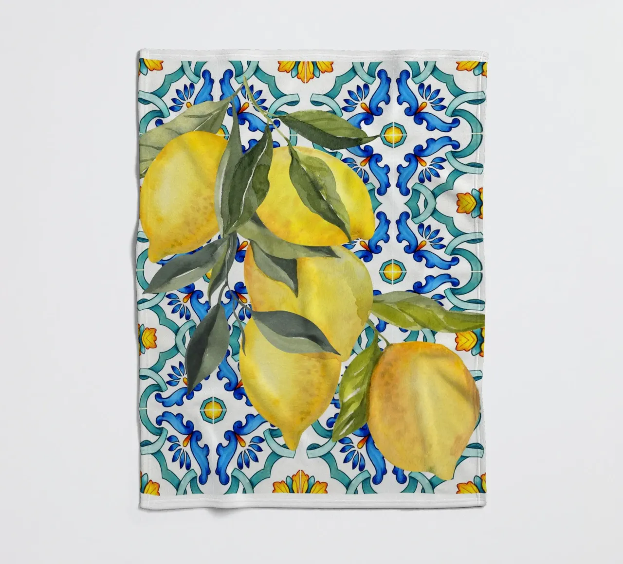 Zitrone Druck, Zitrone Poster, Amalfiküste Wandkunst, Sommer Kunst Fleecedecke von Bella Studio