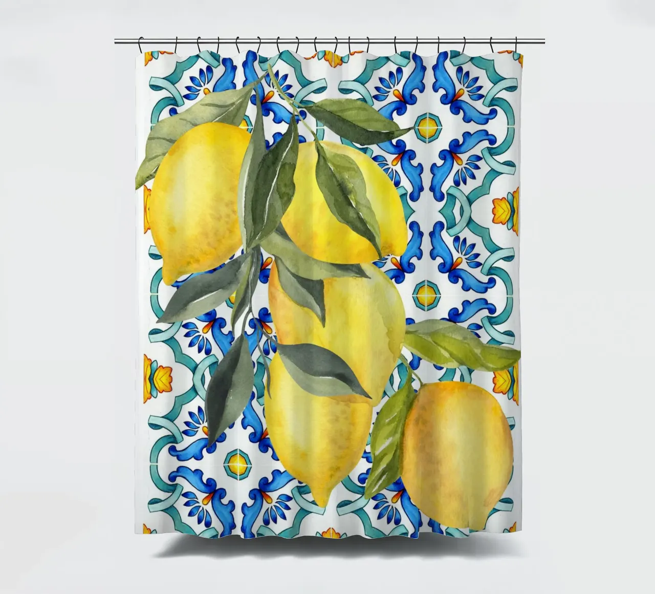 Zitrone Druck, Zitrone Poster, Amalfiküste Wandkunst, Sommer Kunst Duschvorhang von Bella Studio