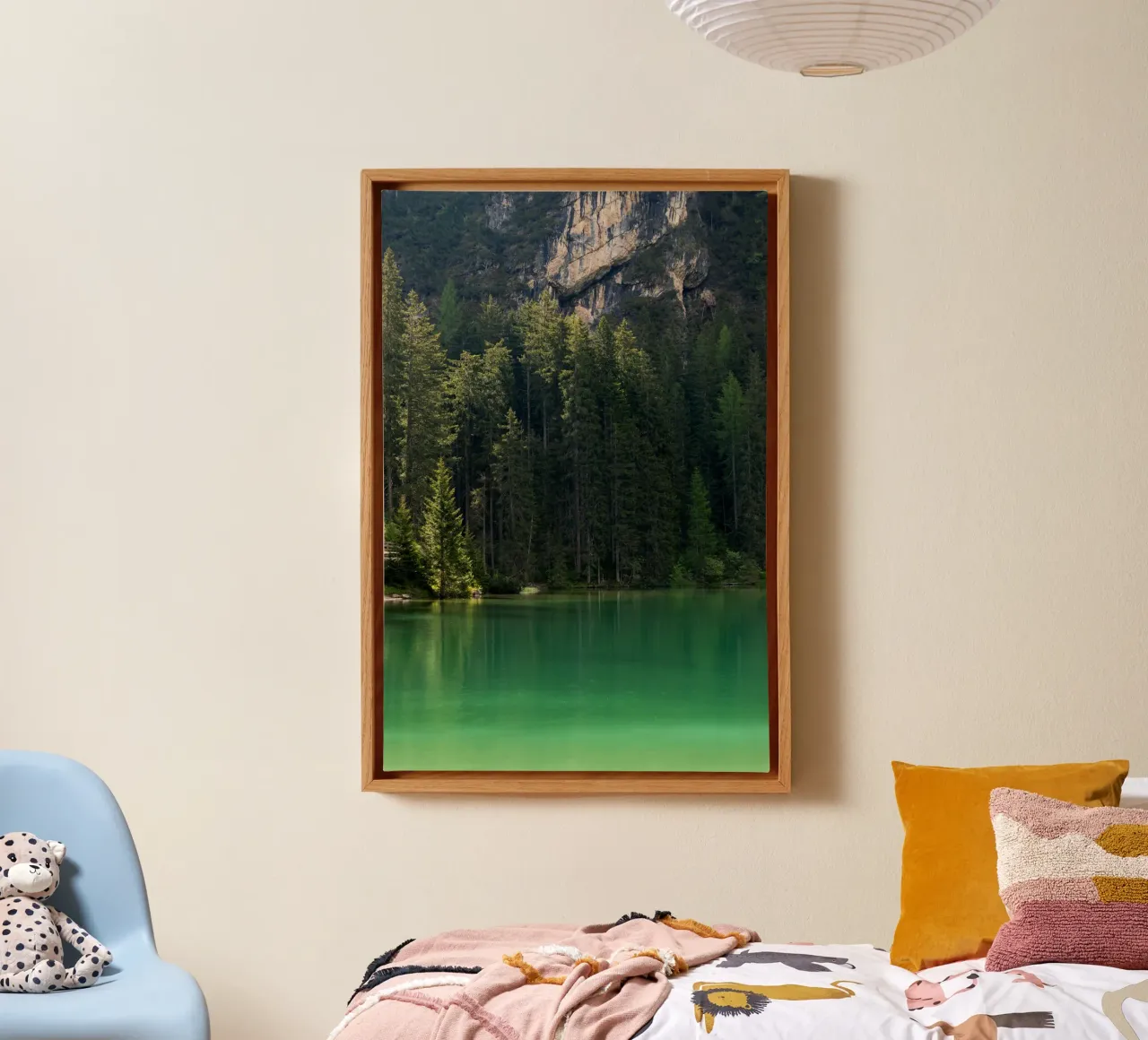 A hidden green lake in the Dolomites canvas with Floater frame by karijn_landscapes