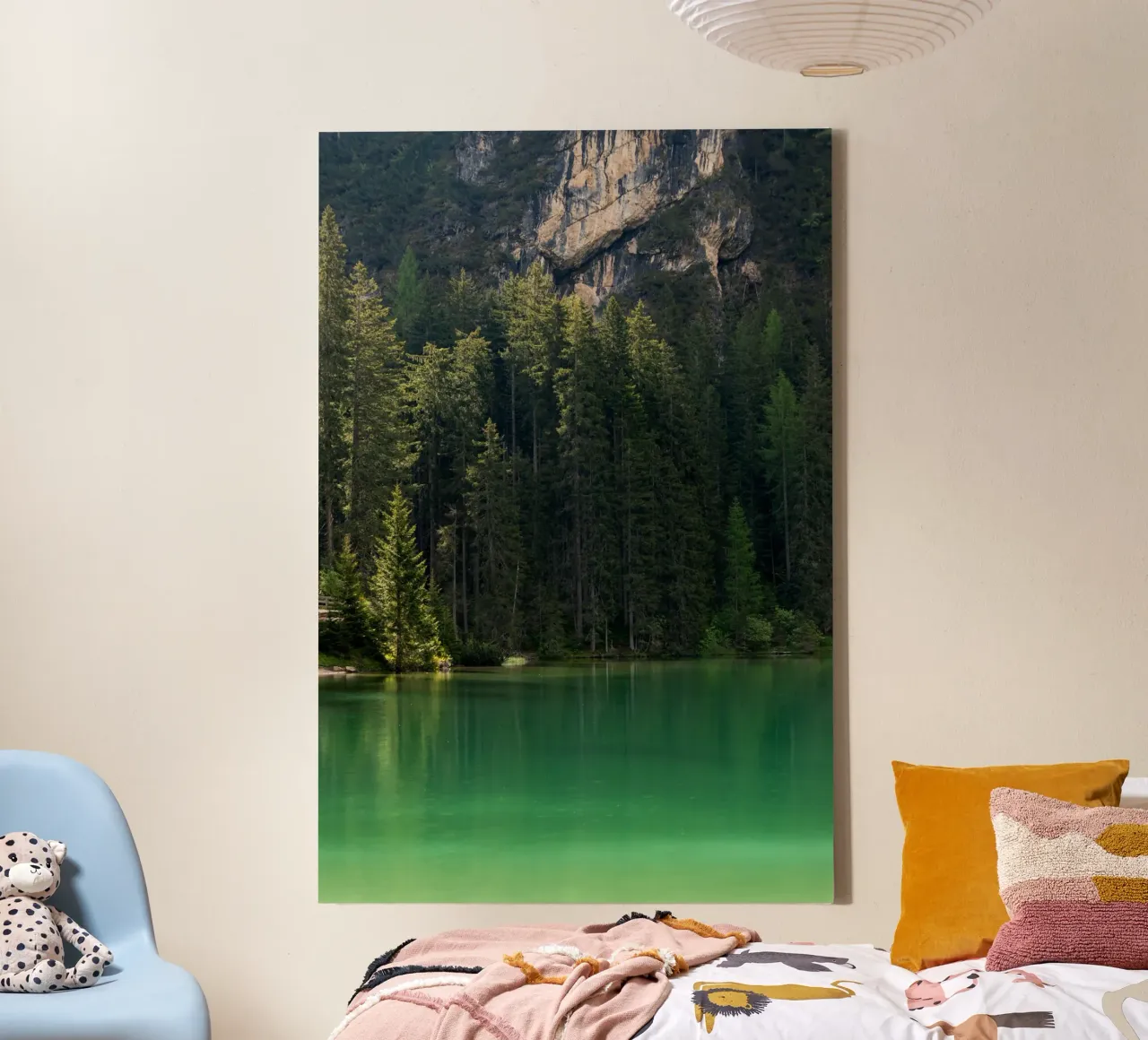 A hidden green lake in the Dolomites canvas with Floater frame by karijn_landscapes