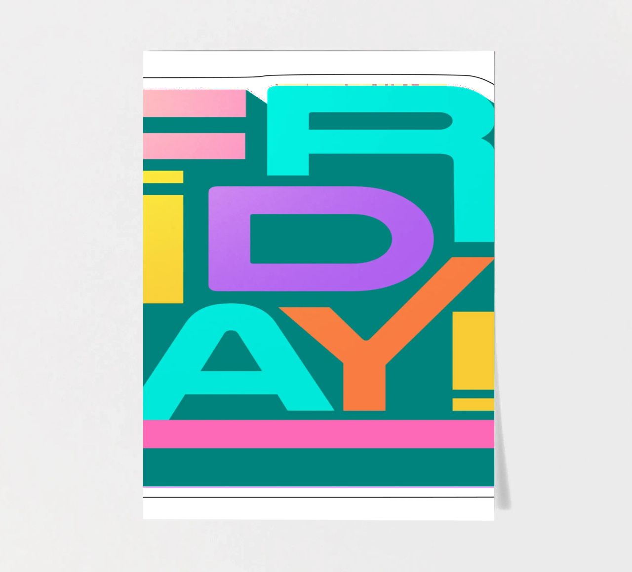 Friday Retro Typography Colorful Fun Wall Art sticker sheet by showmemars