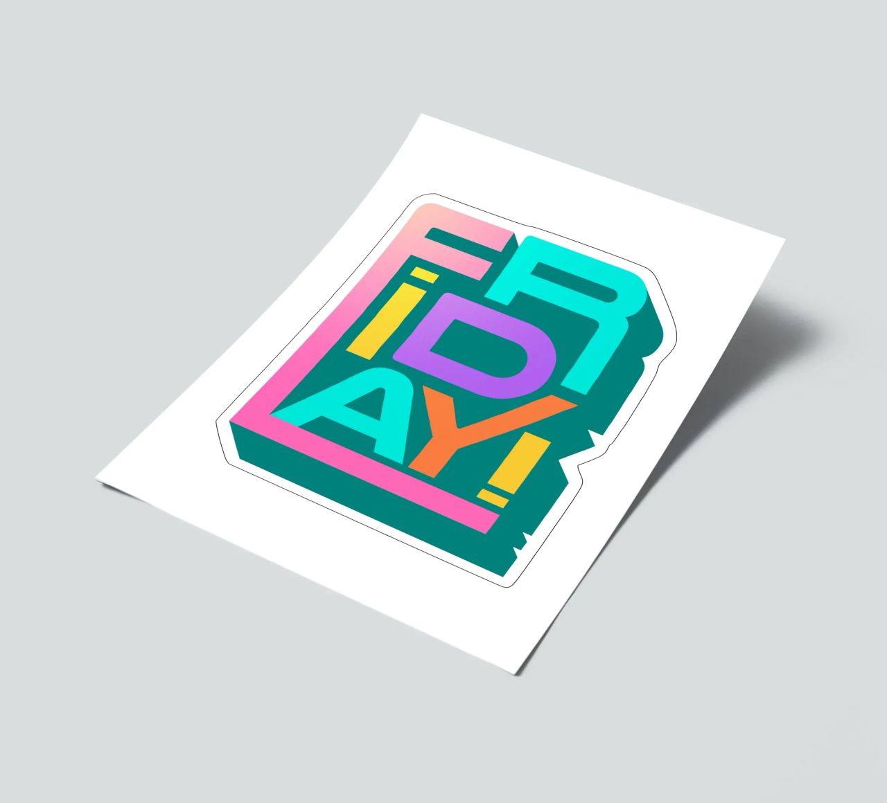 Friday Retro Typography Colorful Fun Wall Art sticker sheet by showmemars