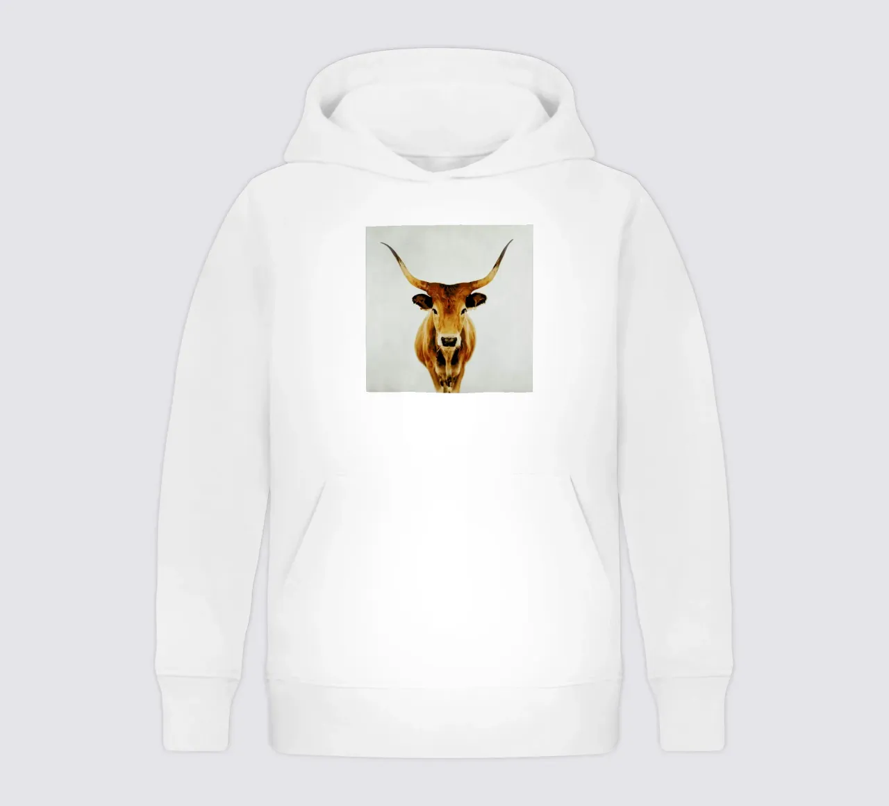 Cow - Horns kids hoodie by Ingrid Beddoes