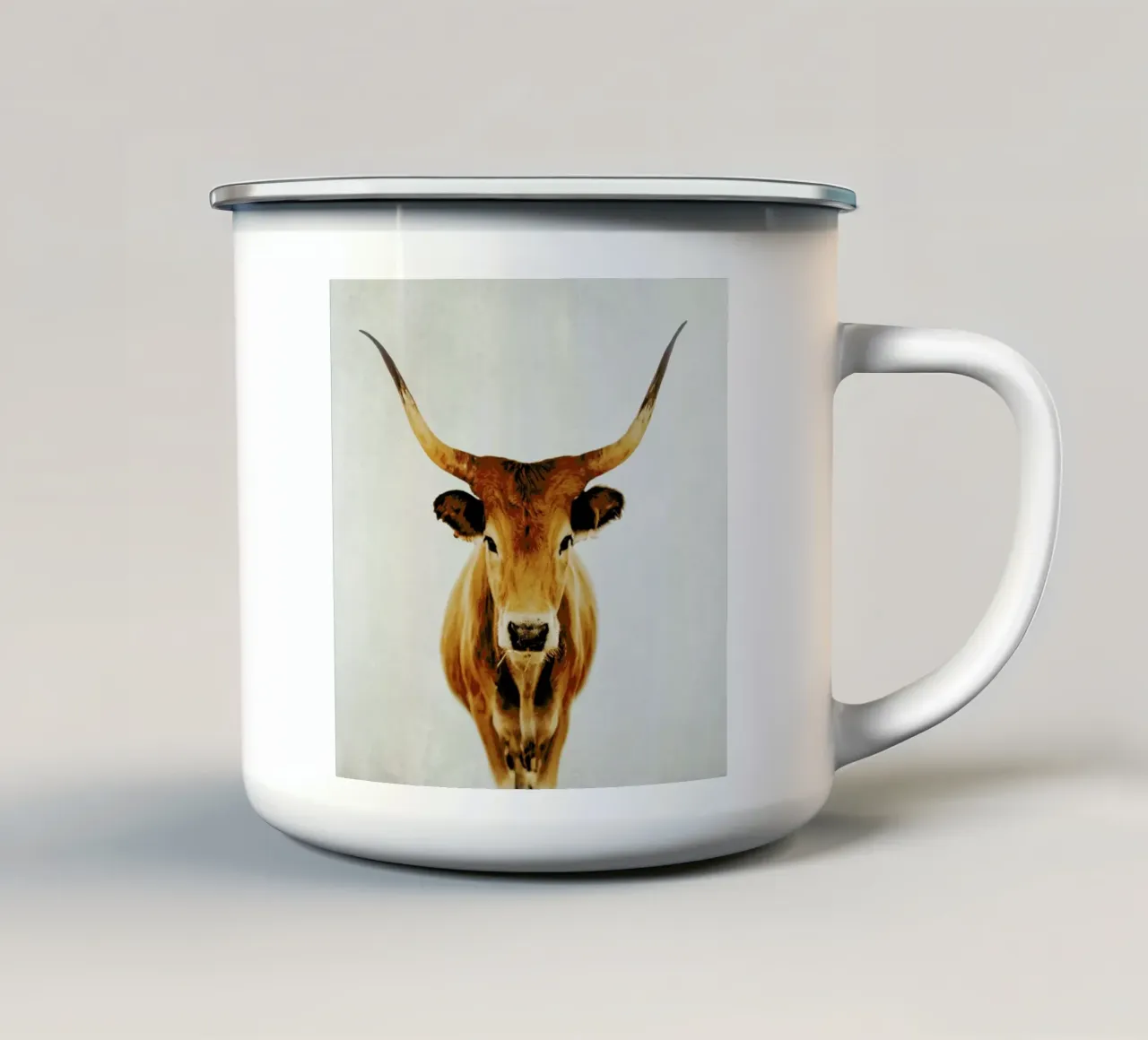 Mucca - Corna tazza in smalto da Ingrid Beddoes