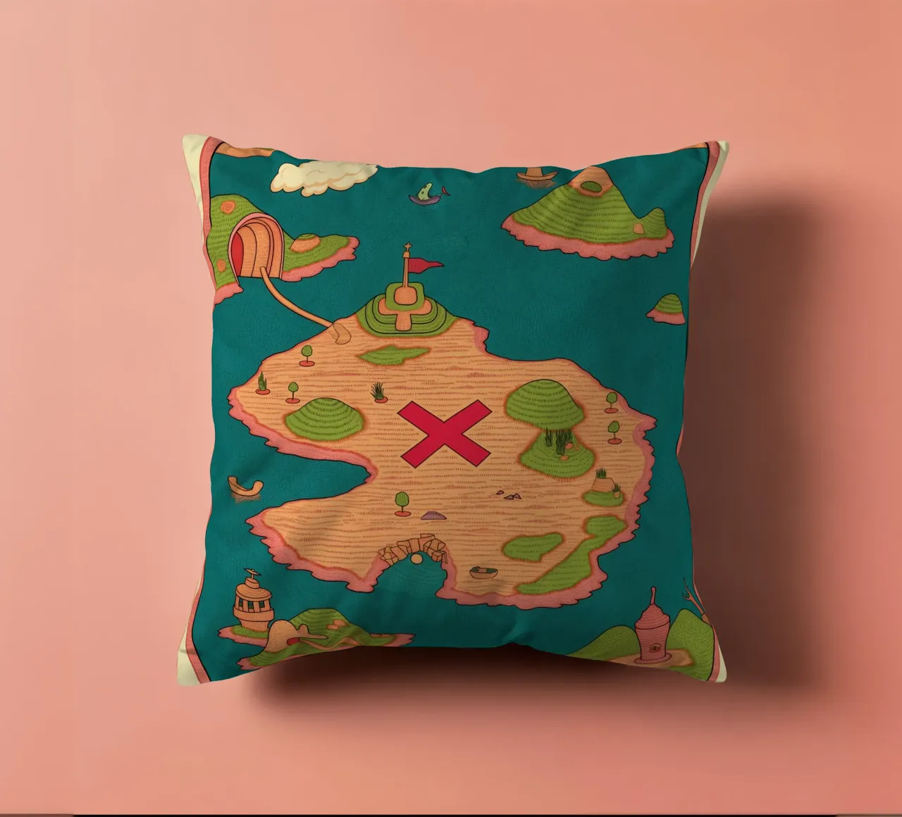 Carino e stravagante, mappa del tesoro per bambini, compleanno pirata e avventura cuscino da Kaji