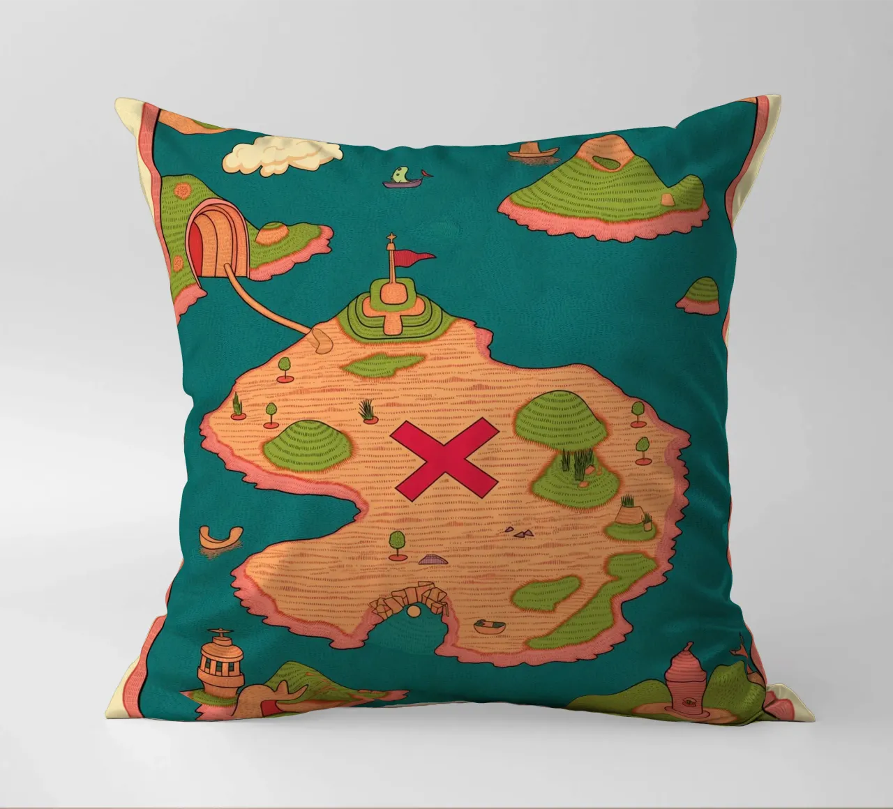 Carino e stravagante, mappa del tesoro per bambini, compleanno pirata e avventura cuscino da Kaji