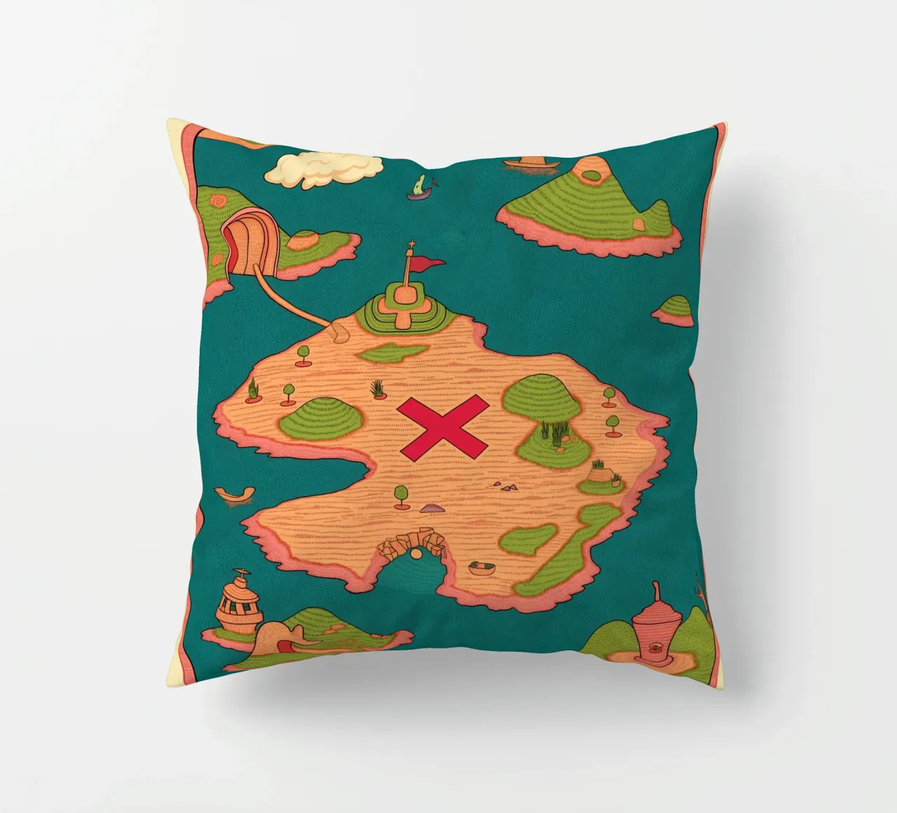 Carino e stravagante, mappa del tesoro per bambini, compleanno pirata e avventura cuscino da Kaji