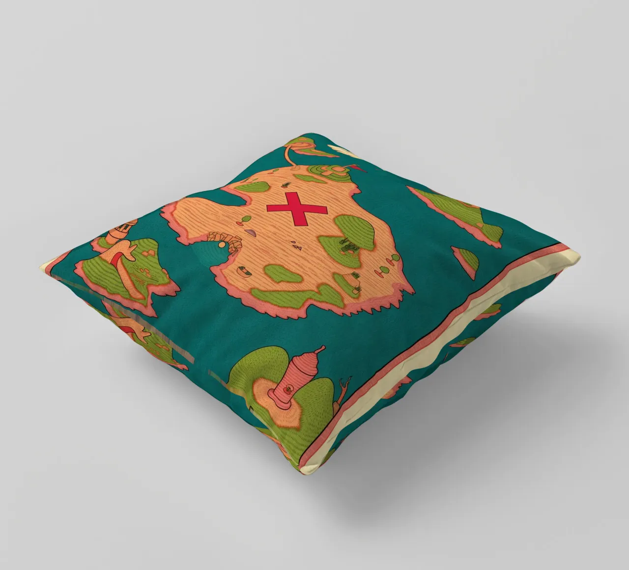 Carino e stravagante, mappa del tesoro per bambini, compleanno pirata e avventura cuscino da Kaji