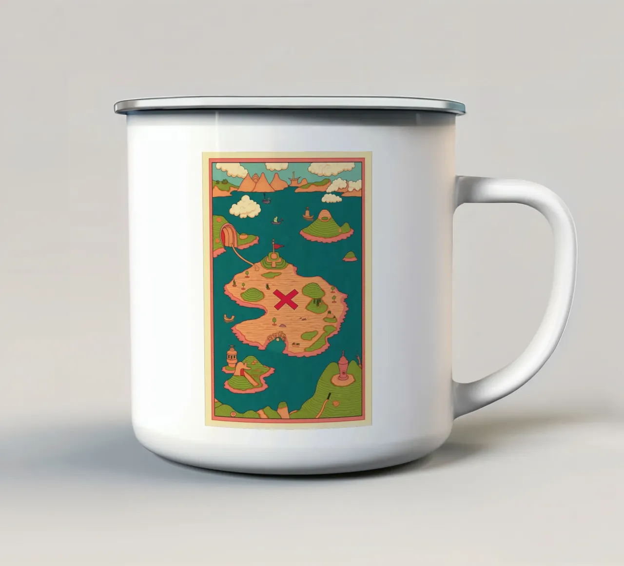 Carino e stravagante, mappa del tesoro per bambini, compleanno pirata e avventura tazza in smalto da Kaji