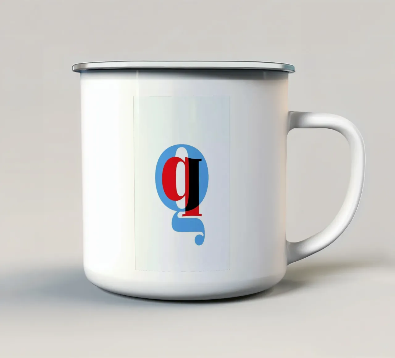 Cyan/Red Q emaille mok van Studio One