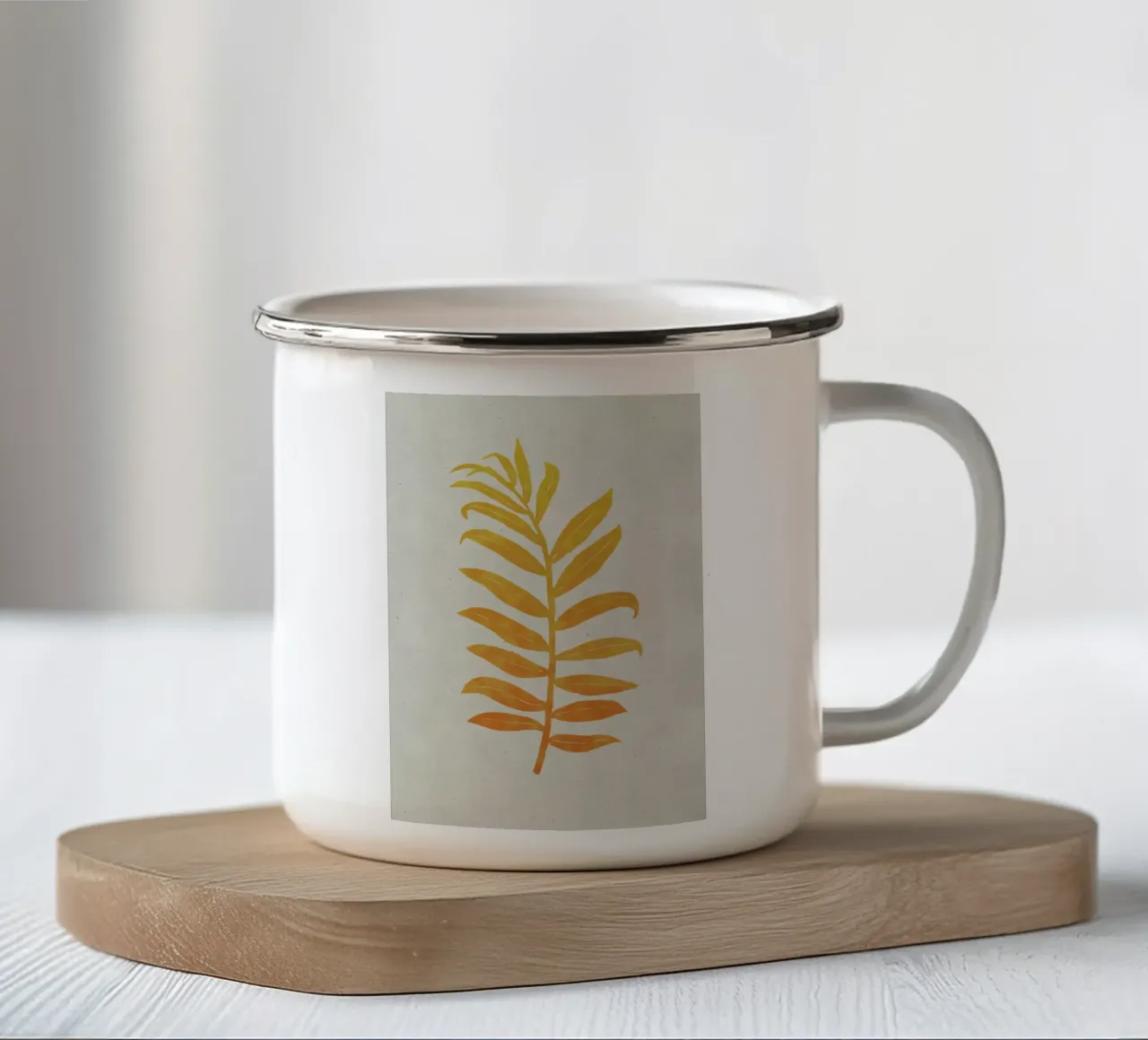 Areca Palmata Mango tazza in smalto da Elena Veronese