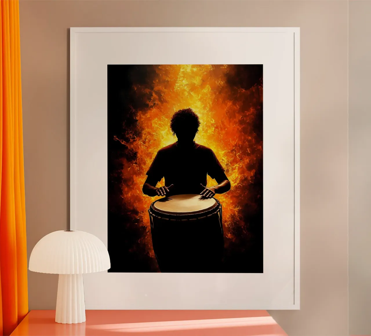 Silhouette di musicista suonatore di tamburo poster da Musictime