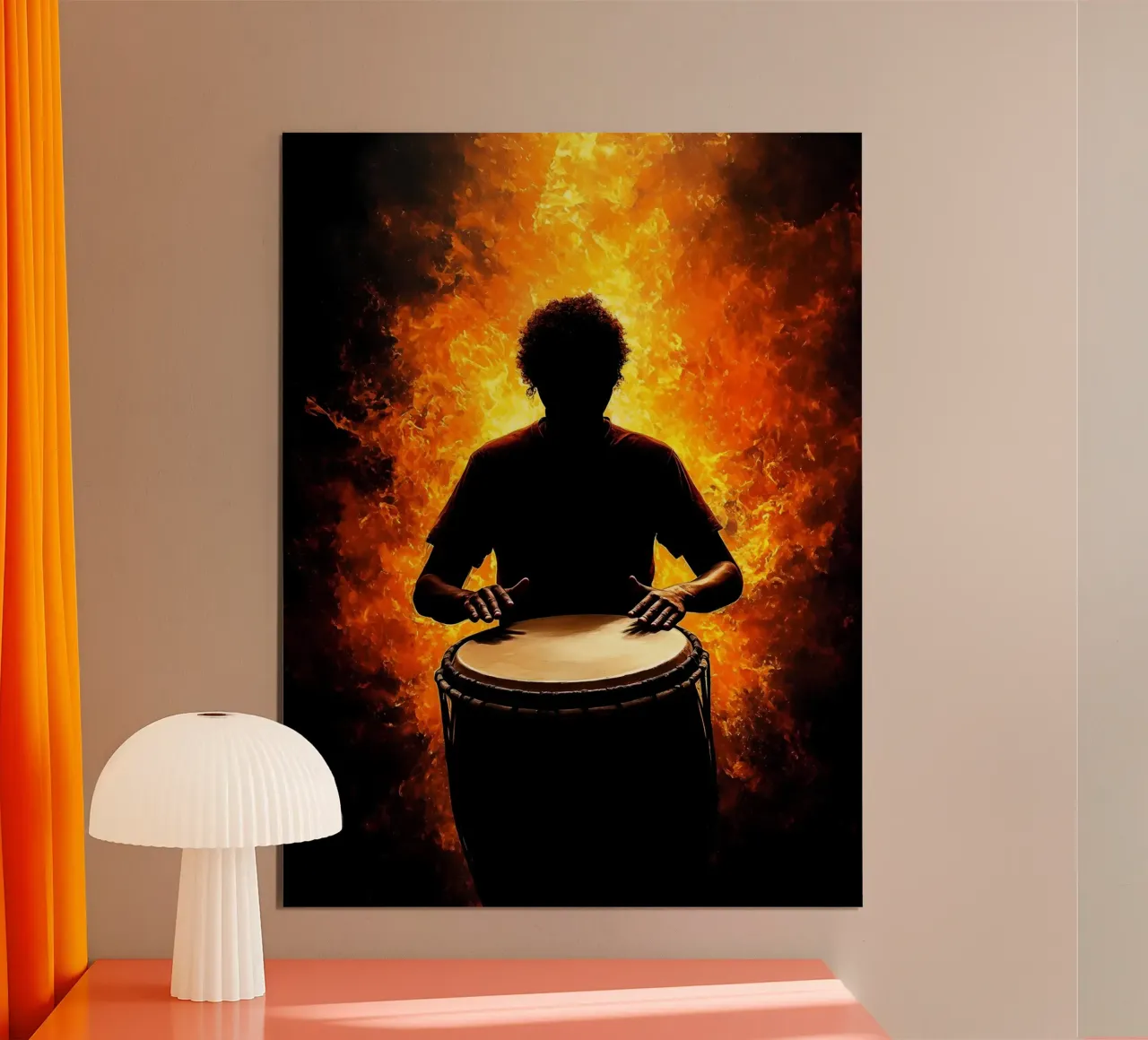 Silhouette di musicista suonatore di tamburo poster da Musictime