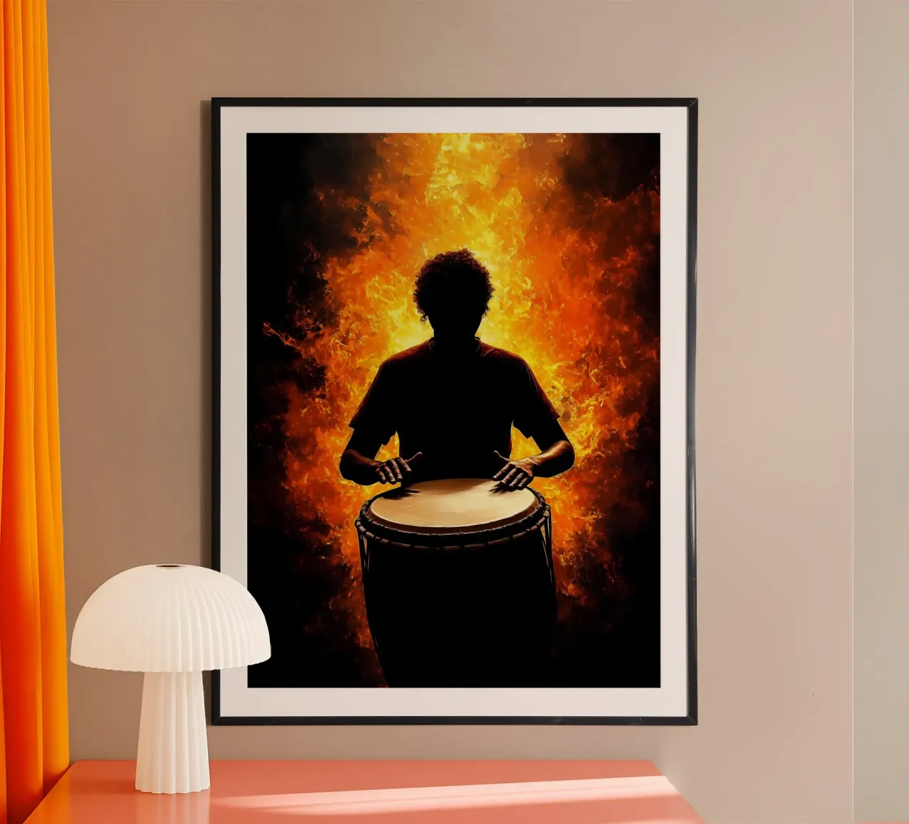 Silhouette di musicista suonatore di tamburo poster da Musictime