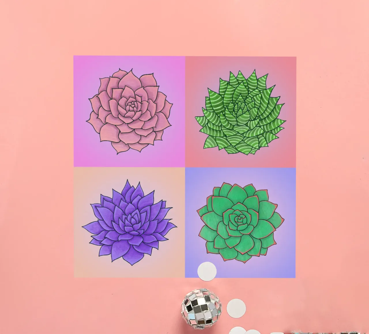 Succulente Pop Art adesivo da Loobs