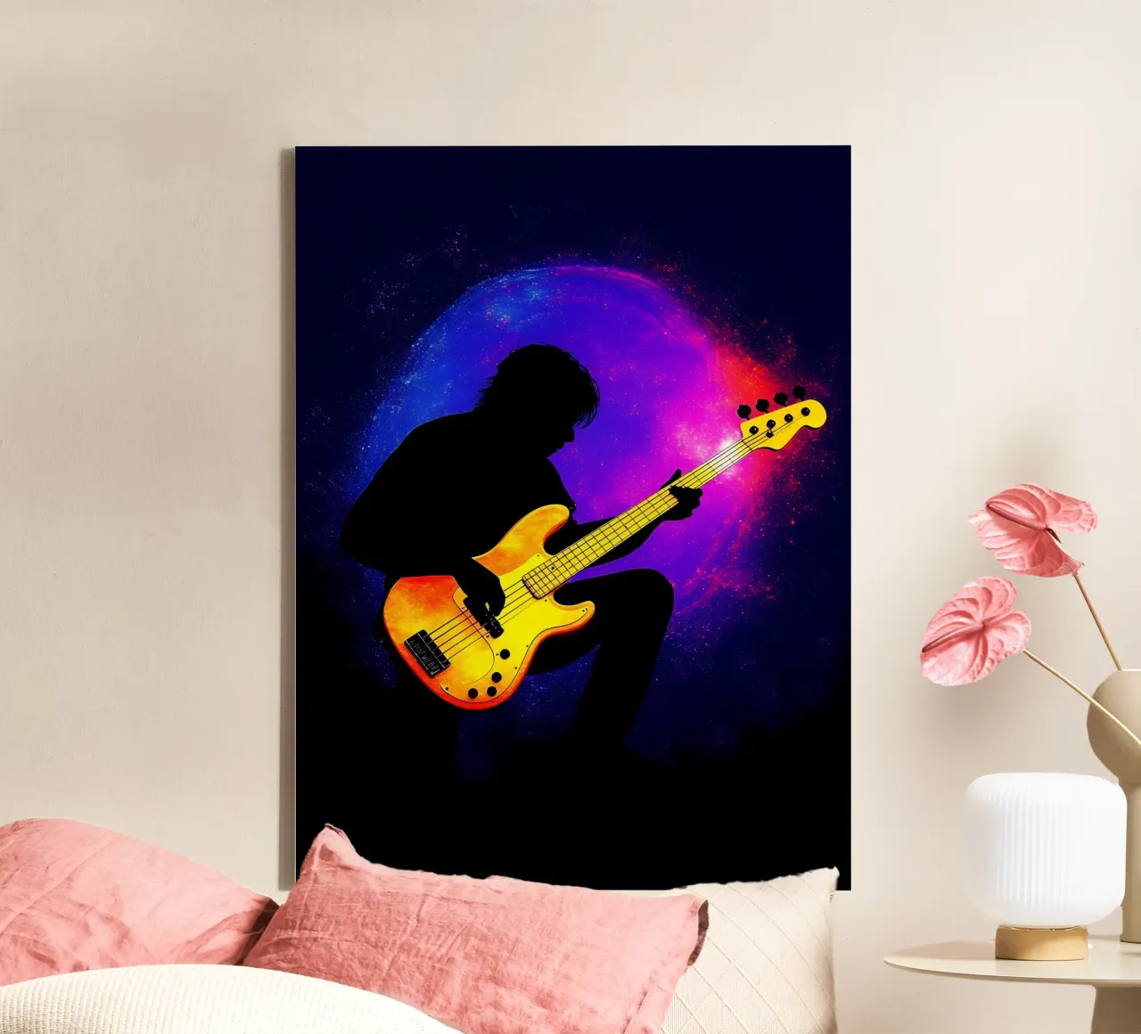 Electric Guitarist Musician Silhouette canvas with Floater frame by Musictime