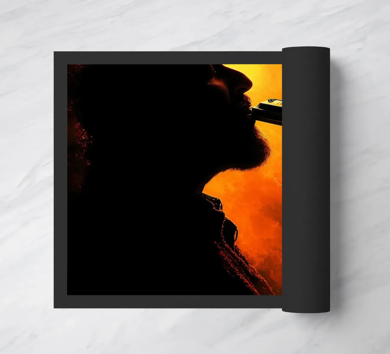 Silhouette di un suonatore di armonica zerbino da Musictime