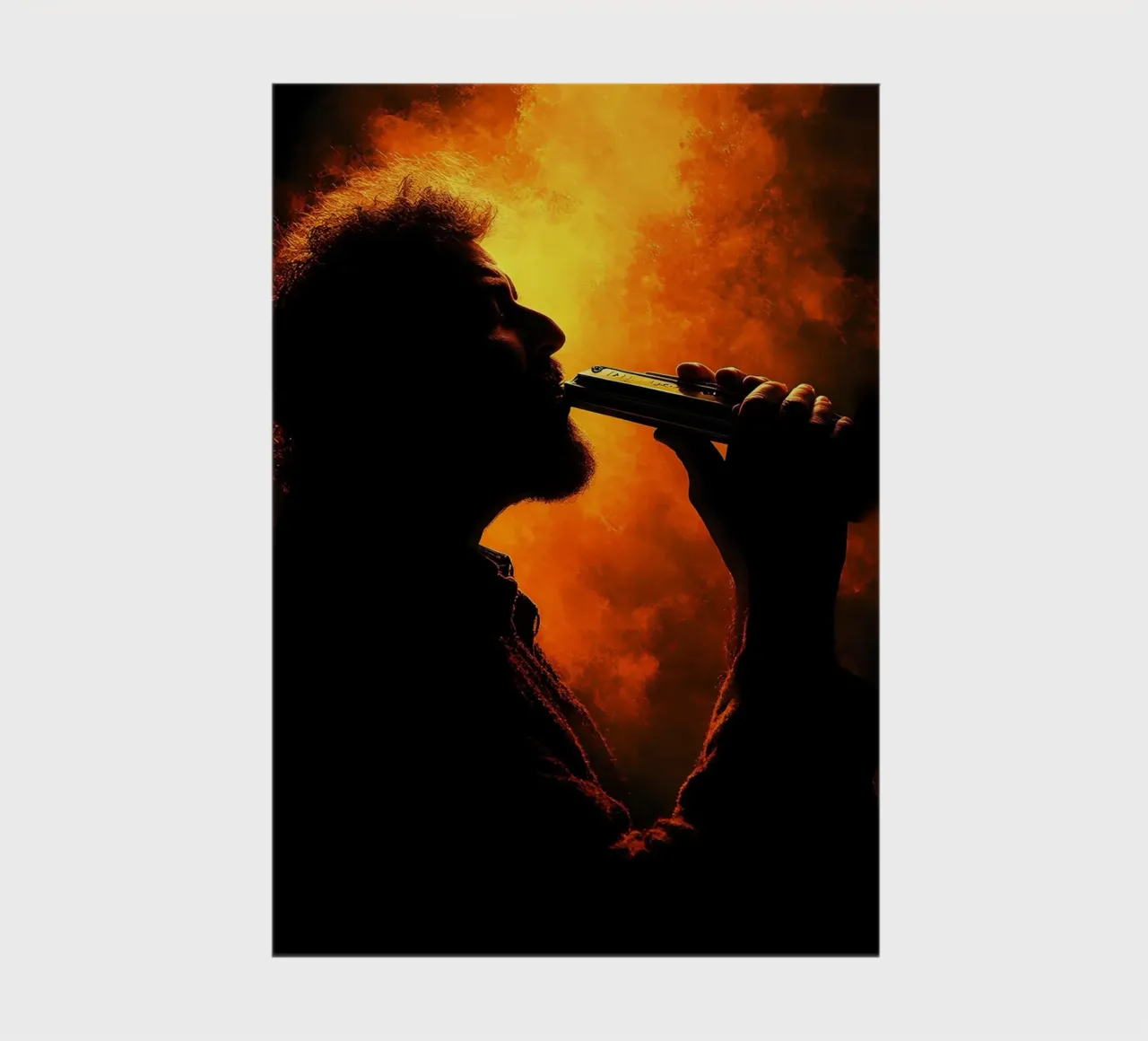 Harmonica Player Silhouette notebook by Musictime