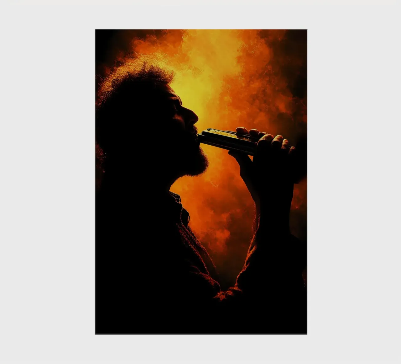 Harmonica Player Silhouette notebook by Musictime
