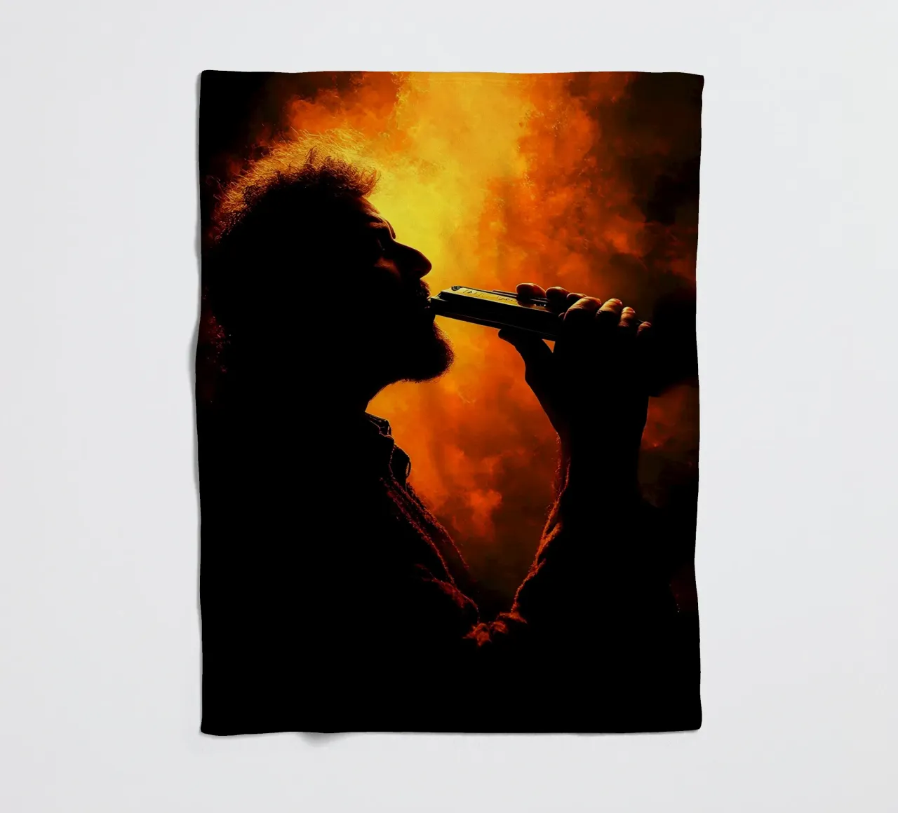 Silhouette di un suonatore di armonica coperta in pile da Musictime