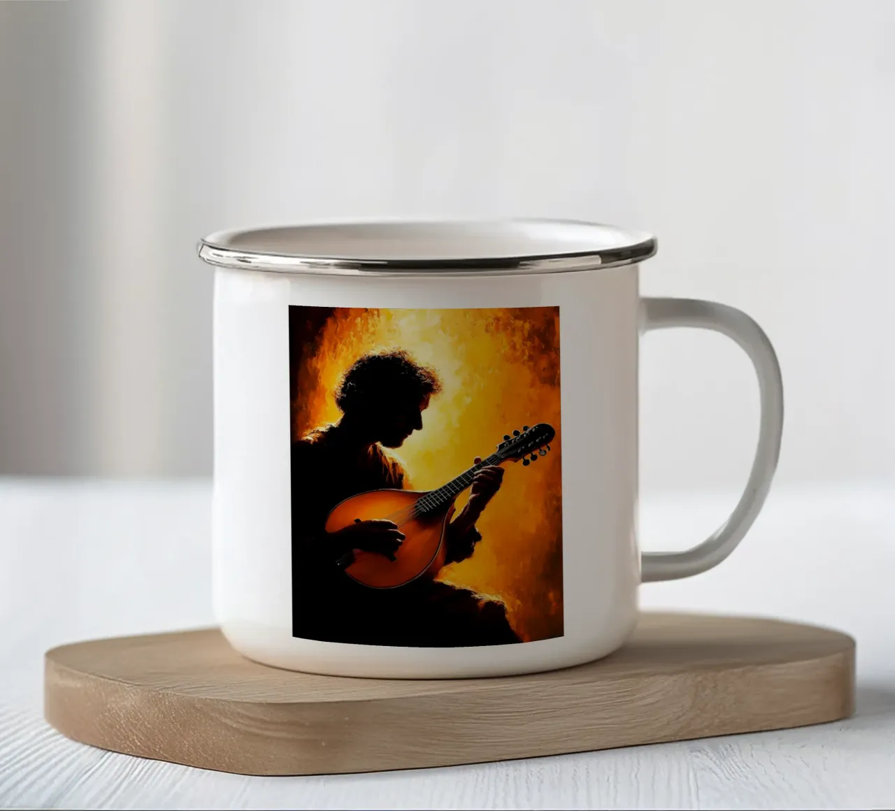 Silhouette di musicista tazza in smalto da Musictime
