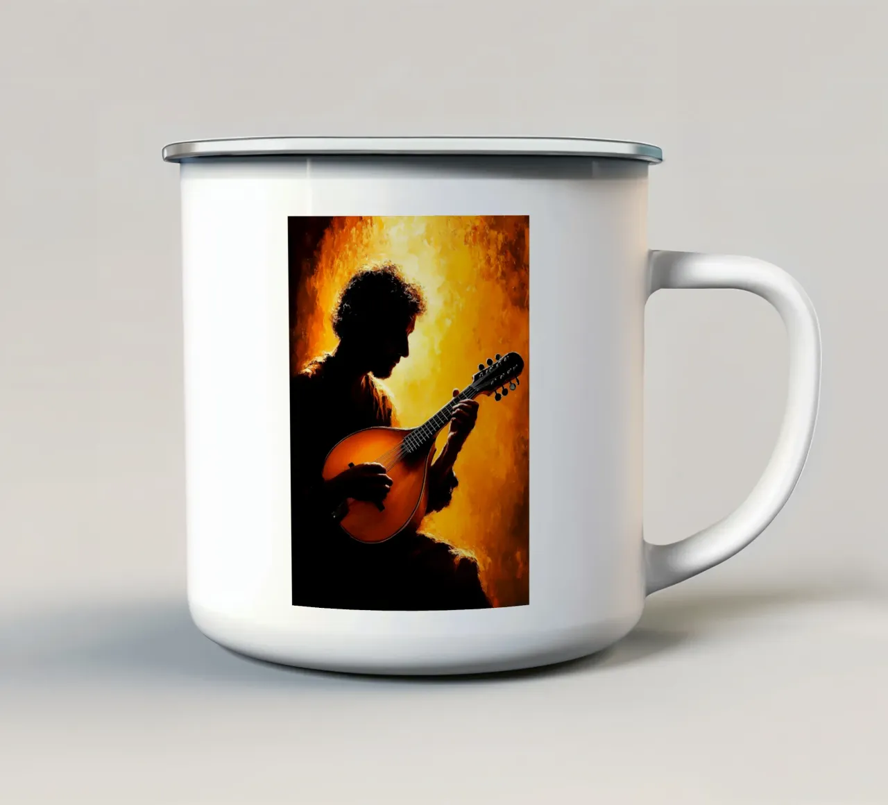 Silhouette di musicista tazza in smalto da Musictime