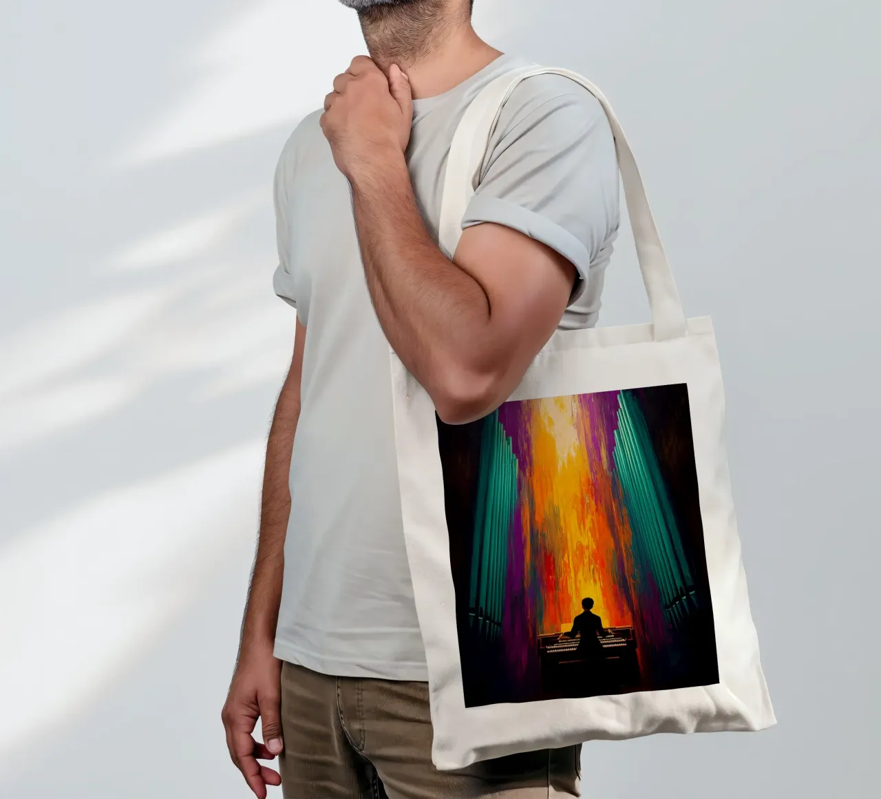 Silhouette di musicista 2 borsa in juta da Musictime