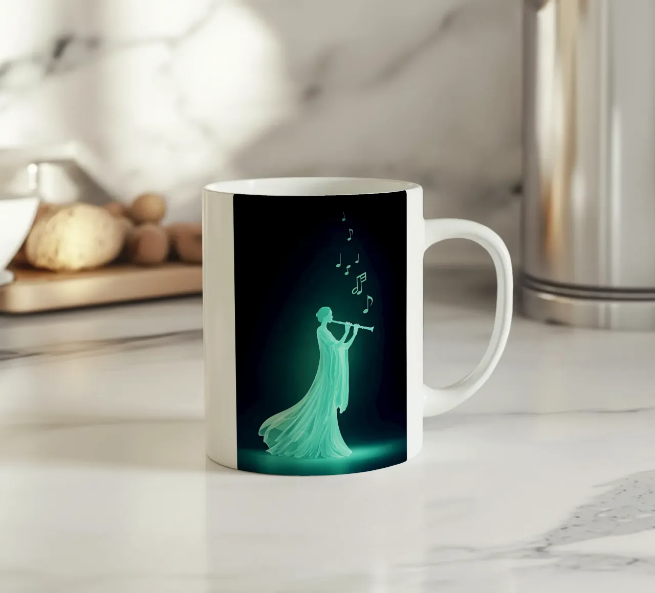 Silhouette di musicista con flauto tazza in ceramica da Musictime