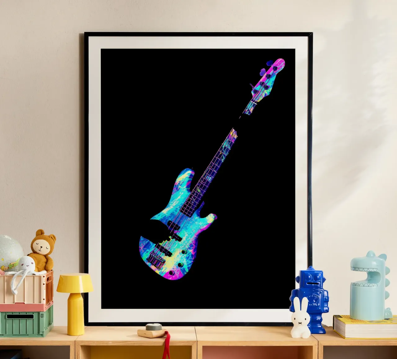 Glühende E-Gitarre Poster von Musictime