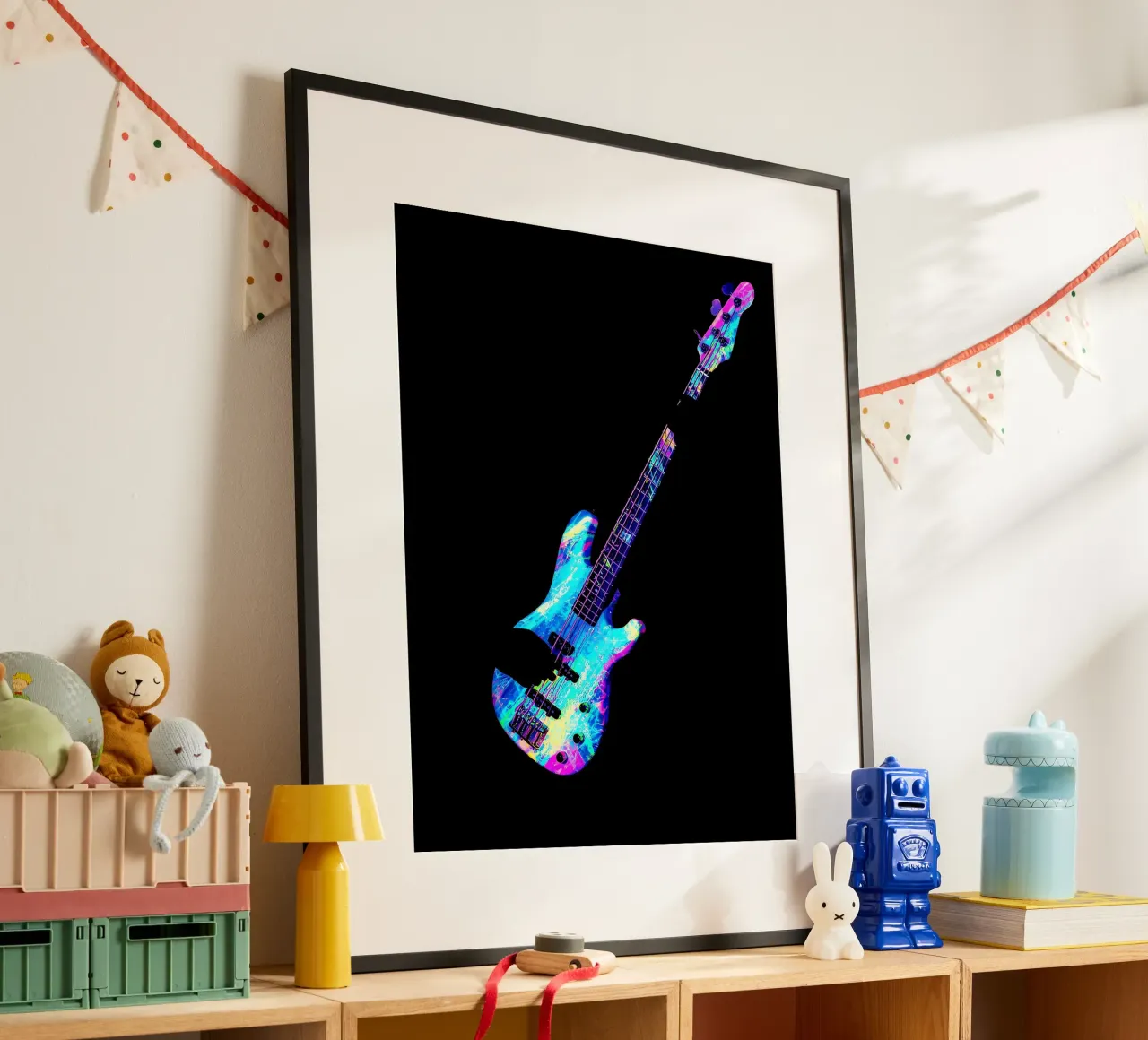 Glühende E-Gitarre Poster von Musictime