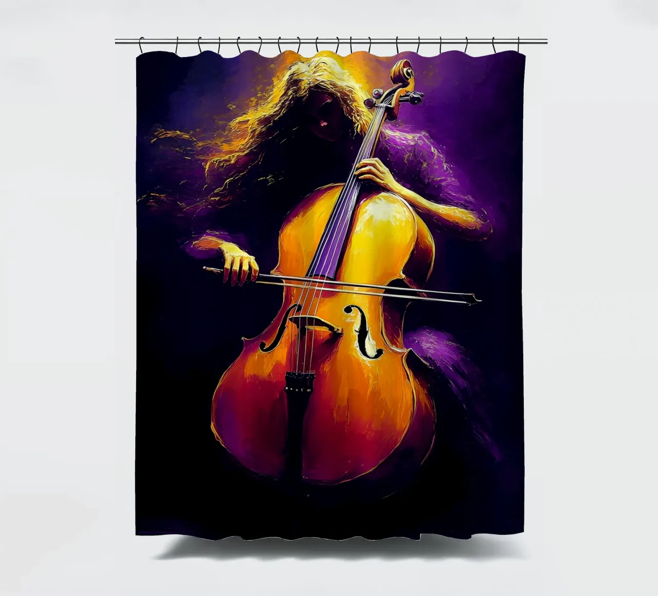 Cello Musician Silhouette shower curtain by Musictime