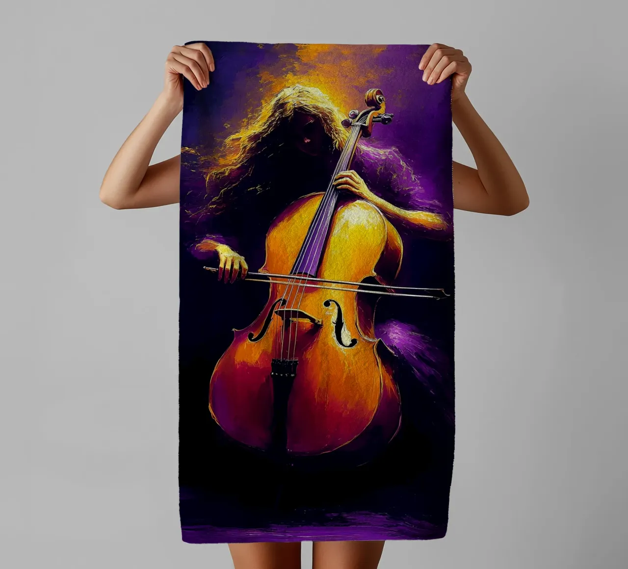 Cello muzikant silhouet badhanddoek van Musictime