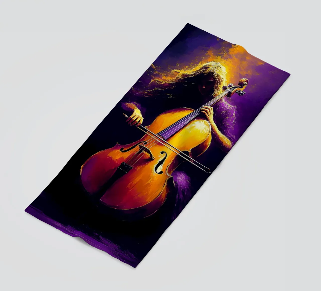 Cello-Musiker Silhouette Strandtuch von Musictime