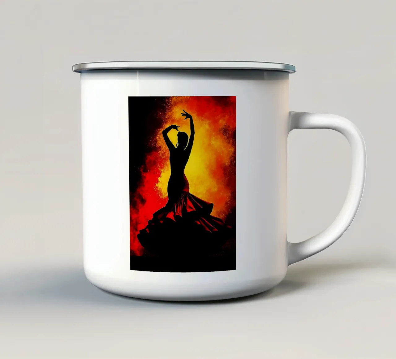 Silhouette di ballerina di flamenco tazza in smalto da Musictime